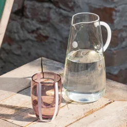 32 cl - Zafferano Gessato Bicchiere Acqua A Righe in Vetro Lavorato A Mano - Set 6 Pezzi
