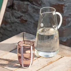 32 cl - Zafferano Gessato Bicchiere Acqua A Righe in Vetro Lavorato A Mano - Set 6 Pezzi