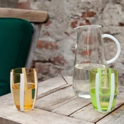 32 cl - Zafferano Gessato Bicchiere Acqua A Righe in Vetro Lavorato A Mano - Set 6 Pezzi