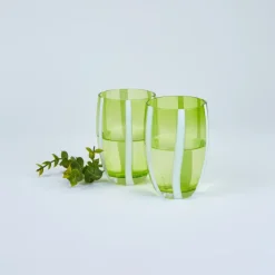 32 cl - Zafferano Gessato Bicchiere Acqua A Righe in Vetro Lavorato A Mano - Set 6 Pezzi