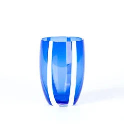 32 cl - Zafferano Gessato Bicchiere Acqua A Righe in Vetro Lavorato A Mano - Set 6 Pezzi