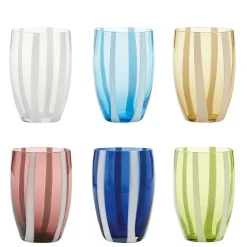 32 cl - Zafferano Gessato Bicchiere Acqua A Righe in Vetro Lavorato A Mano - Set 6 Pezzi