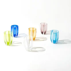 32 cl - Zafferano Gessato Bicchiere Acqua A Righe in Vetro Lavorato A Mano - Set 6 Pezzi