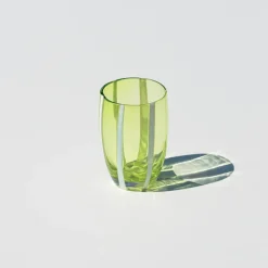 32 cl - Zafferano Gessato Bicchiere Acqua A Righe in Vetro Lavorato A Mano - Set 6 Pezzi