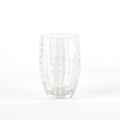 32 cl - Zafferano Perle Bicchiere Acqua Pallini Bianchi in Vetro - Set 6 Pezzi