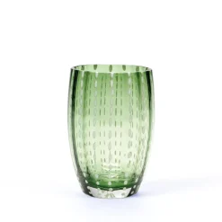 32 cl - Zafferano Perle Bicchiere Acqua Pallini Bianchi in Vetro - Set 6 Pezzi