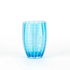 32 cl - Zafferano Perle Bicchiere Acqua Pallini Bianchi in Vetro - Set 6 Pezzi