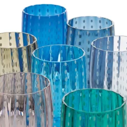 32 cl - Zafferano Perle Bicchiere Acqua Pallini Bianchi in Vetro - Set 6 Pezzi