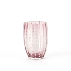 32 cl - Zafferano Perle Bicchiere Acqua Pallini Bianchi in Vetro - Set 6 Pezzi