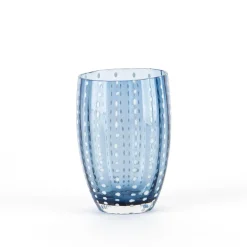 32 cl - Zafferano Perle Bicchiere Acqua Pallini Bianchi in Vetro - Set 6 Pezzi