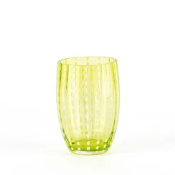 32 cl - Zafferano Perle Bicchiere Acqua Pallini Bianchi in Vetro - Set 6 Pezzi
