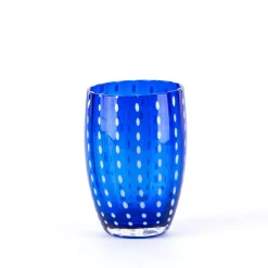 32 cl - Zafferano Perle Bicchiere Acqua Pallini Bianchi in Vetro - Set 6 Pezzi
