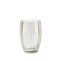 32 cl - Zafferano Perle Bicchiere Acqua Pallini Bianchi in Vetro - Set 6 Pezzi