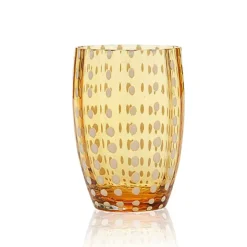 32 cl - Zafferano Perle Bicchiere Acqua Pallini Bianchi in Vetro - Set 2 Pezzi