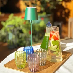 32 cl - Zafferano Perle Bicchiere Acqua Pallini Bianchi in Vetro - Set 2 Pezzi