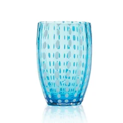 32 cl - Zafferano Perle Bicchiere Acqua Pallini Bianchi in Vetro - Set 2 Pezzi