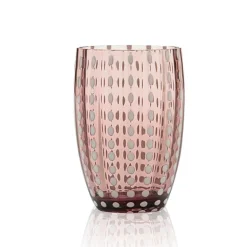 32 cl - Zafferano Perle Bicchiere Acqua Pallini Bianchi in Vetro - Set 2 Pezzi