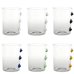 37 cl - Zafferano Petoni Bicchiere Acqua 3 Punti Verticali in Vetro Borosilicato - Set 6 Pezzi