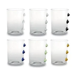 37 cl - Zafferano Petoni Bicchiere Acqua 3 Punti Verticali in Vetro Borosilicato - Set 6 Pezzi