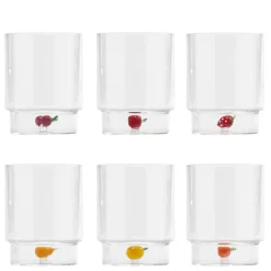 35 cl - Zafferano Teca Frutta Bicchiere Acqua In Vetro Set 6 Pz