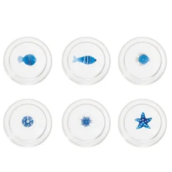35 cl - Zafferano Teca Mare Bicchiere Acqua In Vetro Set 6 Pz