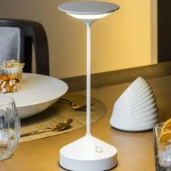 28 cm - Abert Tempo Lampada Da Tavolo Ricaricabile In Alluminio