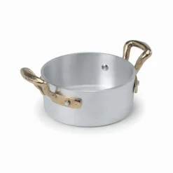 10 cm - Agnelli 1932 Servizio In Tavola Casseruolina Bassa Monoporzione In Alluminio Con Manici In Ottone