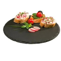 33 cm - Aps Piatto Vassoio Rotondo In Ardesia