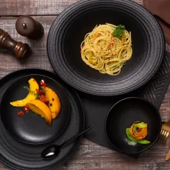 26 cm - Ariane Black Dazzle Piatto Fondo In Porcellana - Set 6 Pz
