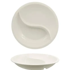 34 cm - Ariane Buffet Piatto Vassoio Doppio Scomparto In Porcellana - Set 4 Pz