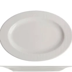 32 cm - Ariane Ripple Piatto Vassoio Ovale In Porcellana - Set 6 Pz
