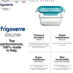 14 cm - Bormioli Rocco Frigoverre Evolution Contenitore Per Alimenti Ermetico In Vetro Temperato