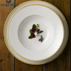 24 cm - Churchill Stonecast Piatto Pasta Rotondo In Porcellana Vetrificata