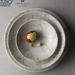 24.8 cm - Churchill Studio Prints Kintsugi Piatto Fondo In Porcellana Vetrificata
