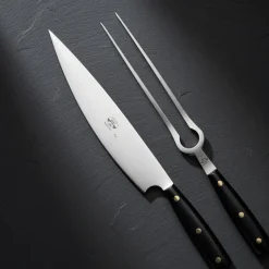 22 cm - Coltellerie Berti Due Per Firenze Coltello Servizio Arrosto In Acciaio Inox Con Manico Metacrilato Nero