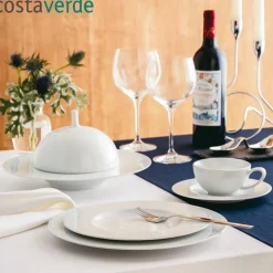 33 cm - Costa Verde Saturno Piatto Piano In Porcellana - Set 6 Pz