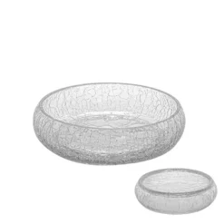 24 cm - Crackle Piatto Presentazione Piano-Fondo In Vetro - Set 4 Pz