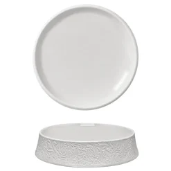 23.4 cm - Essentia Damasco Piatto Piano Gourmet Rialzato In Porcellana Set 2 Pz
