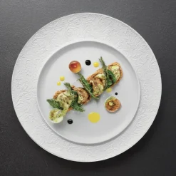 29 cm - Essentia Damasco Piatto Presentazione Gourmet In Porcellana Set 4 Pz