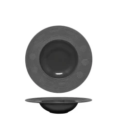 23 cm - Essentia Labyrinth Piatto Fondo Gourmet In Porcellana Set 4 Pz
