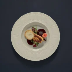 23 cm - Essentia Labyrinth Piatto Fondo Gourmet In Porcellana Set 4 Pz