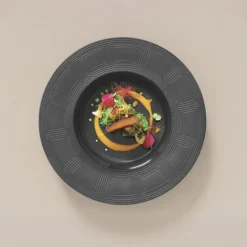 23 cm - Essentia Labyrinth Piatto Fondo Gourmet In Porcellana Set 4 Pz