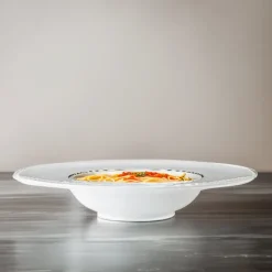 27 cm - Essentia Ligne D'Or Piatto Pasta In Porcellana - Set 6 Pz