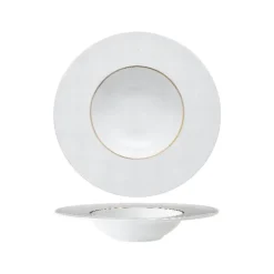 27 cm - Essentia Ligne D'Or Piatto Pasta In Porcellana - Set 6 Pz