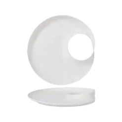26 cm - Essentia Magnesium Hole Piatto Presentazione Rotondo In Porcellana - Set 2 Pz