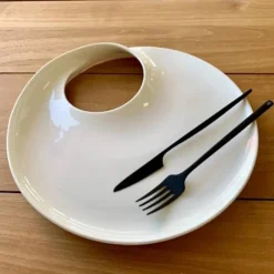 26 cm - Essentia Magnesium Hole Piatto Presentazione Rotondo In Porcellana - Set 2 Pz