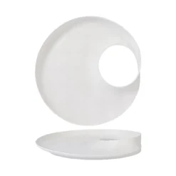 30 cm - Essentia Magnesium Hole Piatto Presentazione Rotondo In Porcellana - Set 2 Pz