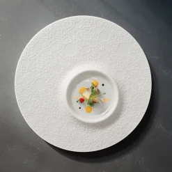 25.7 cm - Essentia Moon Piatto Presentazione Decorato In Porcellana Set 4 Pz