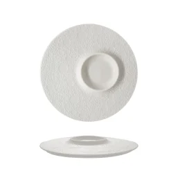 25.7 cm - Essentia Moon Piatto Presentazione Decorato In Porcellana Set 4 Pz