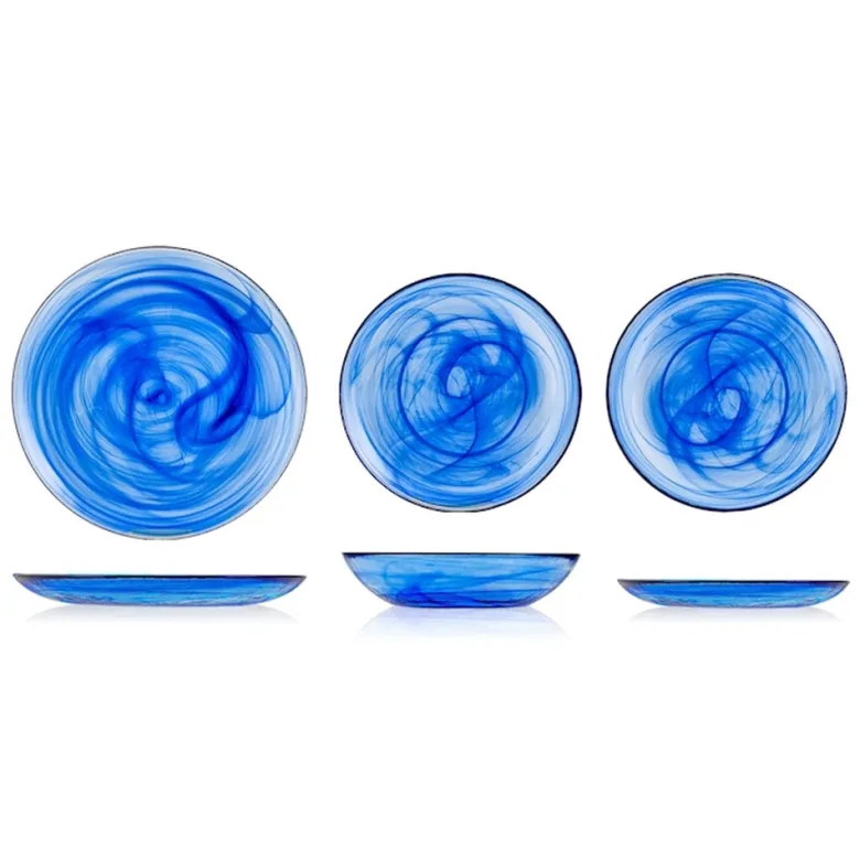 21 cm - H&H Alabastro Piatto Frutta In Vetro - Set 6 Pz